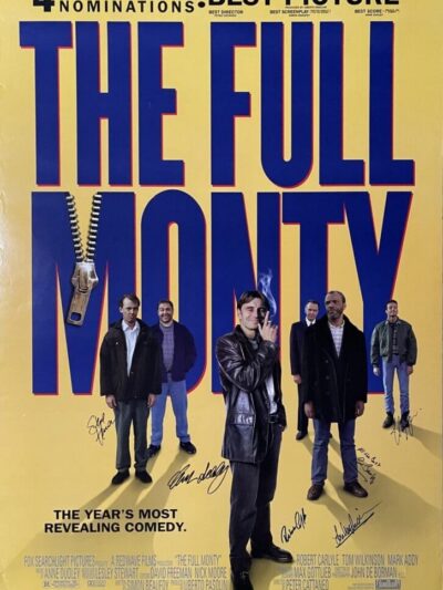 The Full Monty movie poster with cast.