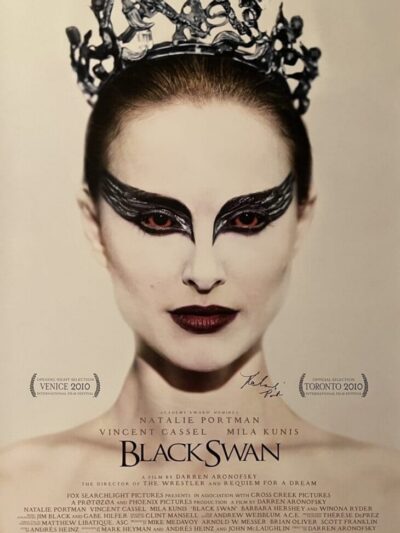 Black Swan movie poster with dramatic makeup.