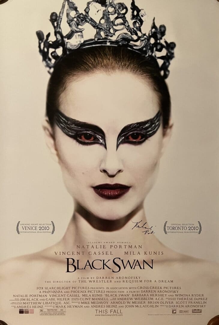 Black Swan movie poster with dramatic makeup.