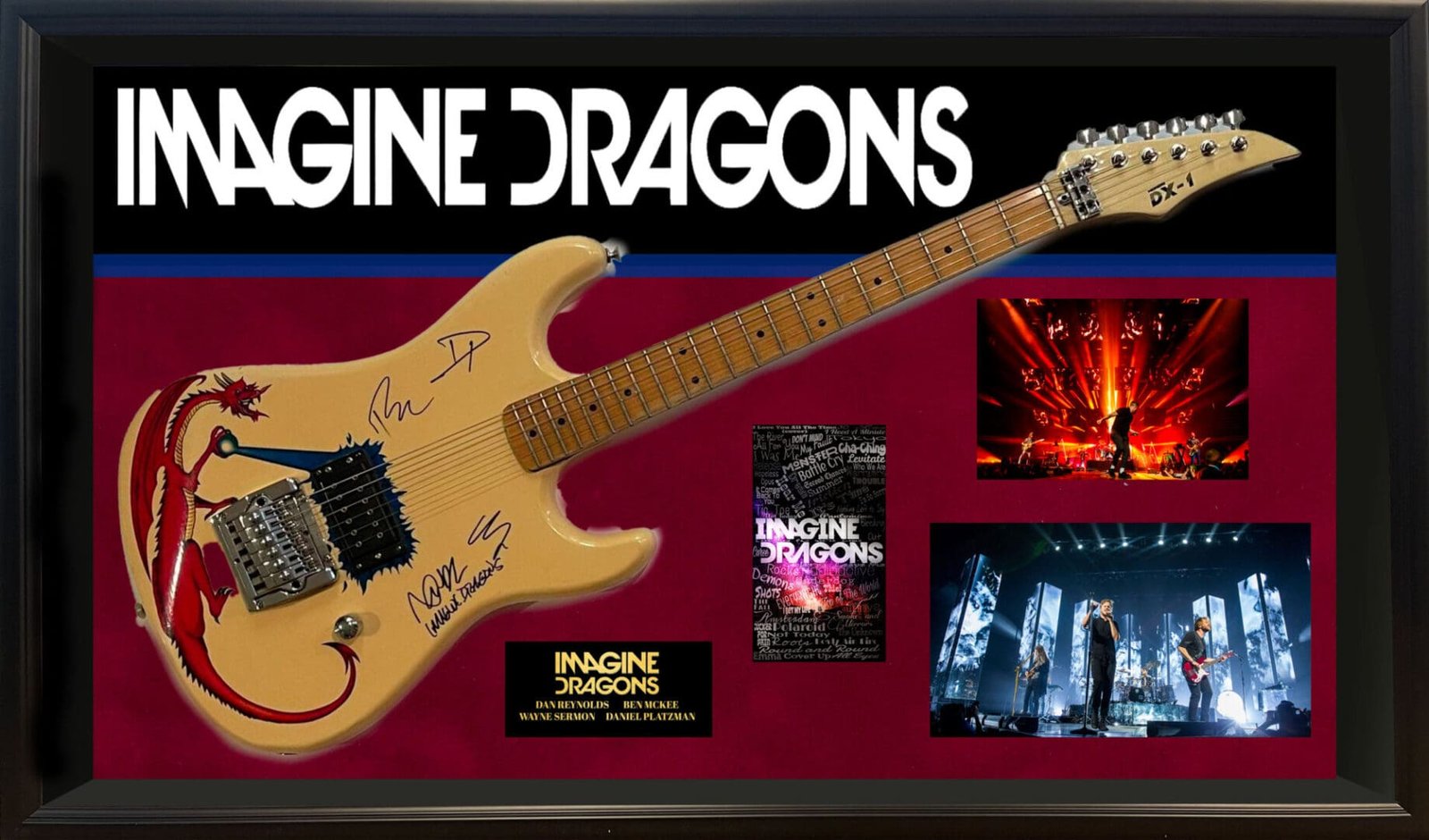 Cream electric guitar with dragon design