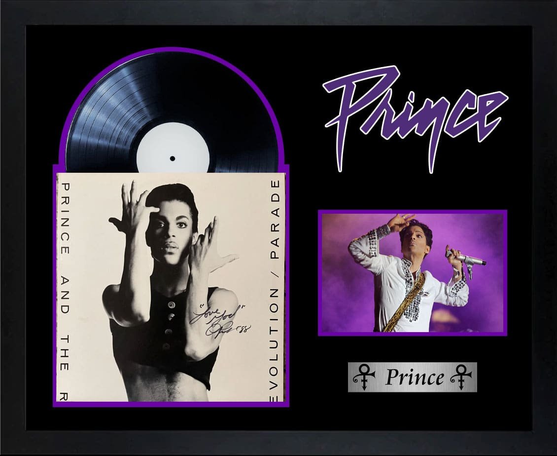 Music tribute collage with album and performer.