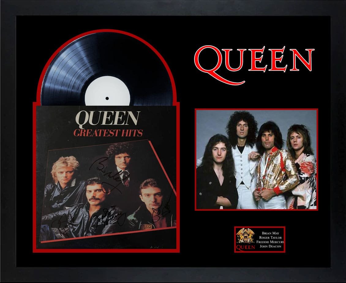 Queen Greatest Hits album and band photo.