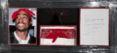 Framed memorabilia with photo and bandana.