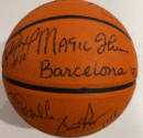 Signed basketball with various autographs.