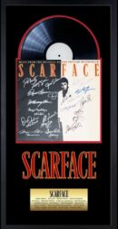Scarface soundtrack poster with signatures displayed.