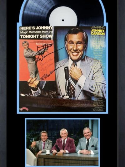 Framed Tonight Show memorabilia with record.
