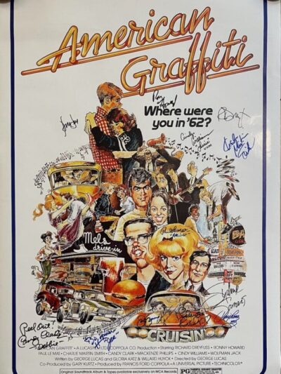 American Graffiti movie poster with signatures.