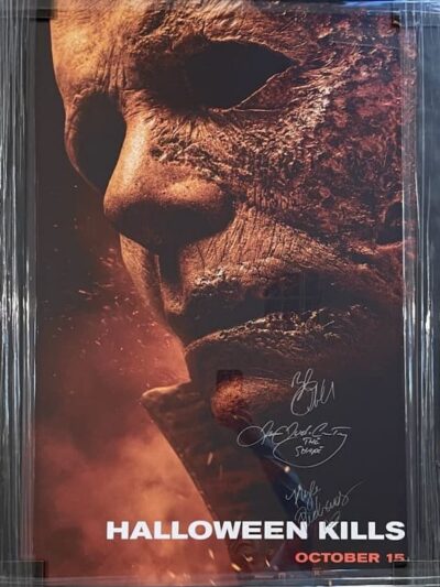 Halloween Kills movie poster with signatures.