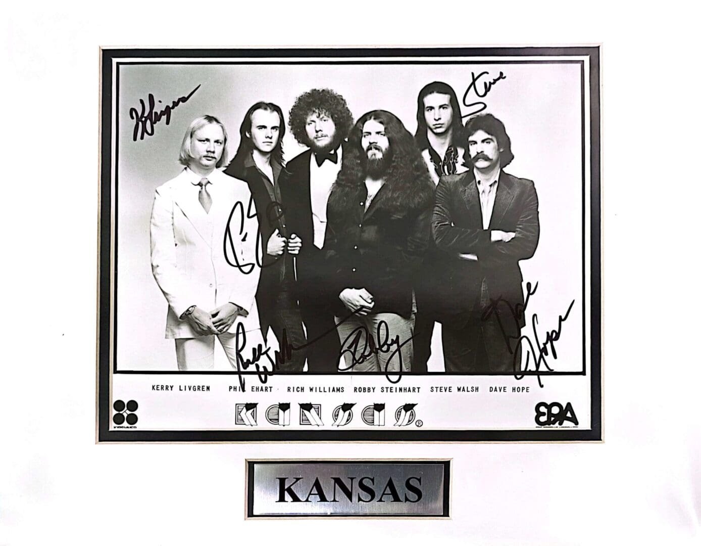 Black and white photo of band Kansas.