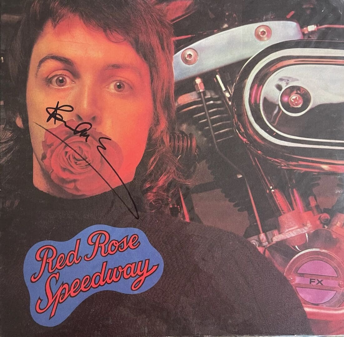 Album cover portrait with rose and motorcycle