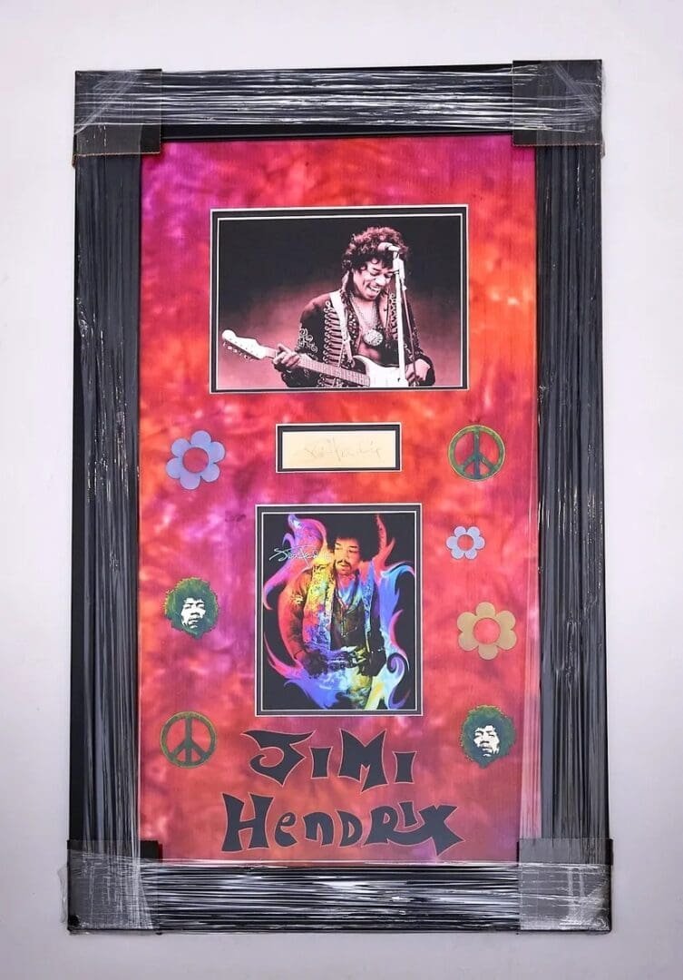 Framed Jimi Hendrix Framed Signature with Photo