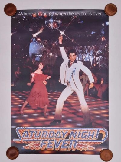 Saturday Night Fever movie poster with dancers.