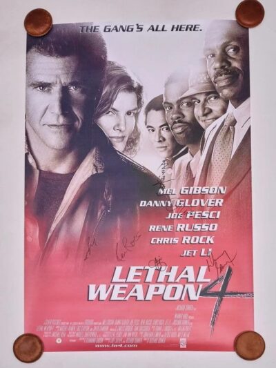 Lethal Weapon 4 movie poster with signatures.