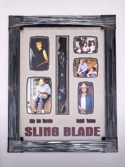 Framed "Sling Blade" movie memorabilia collage.