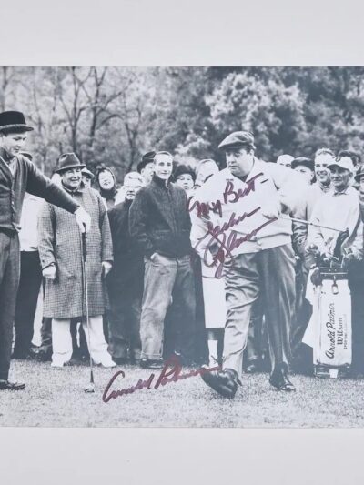 Vintage golf scene with spectators and players.