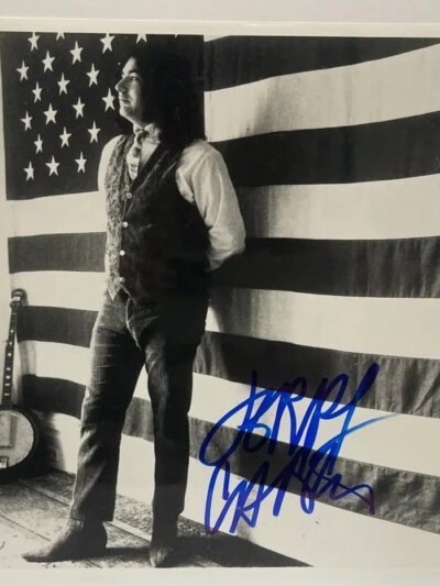 Man standing by American flag