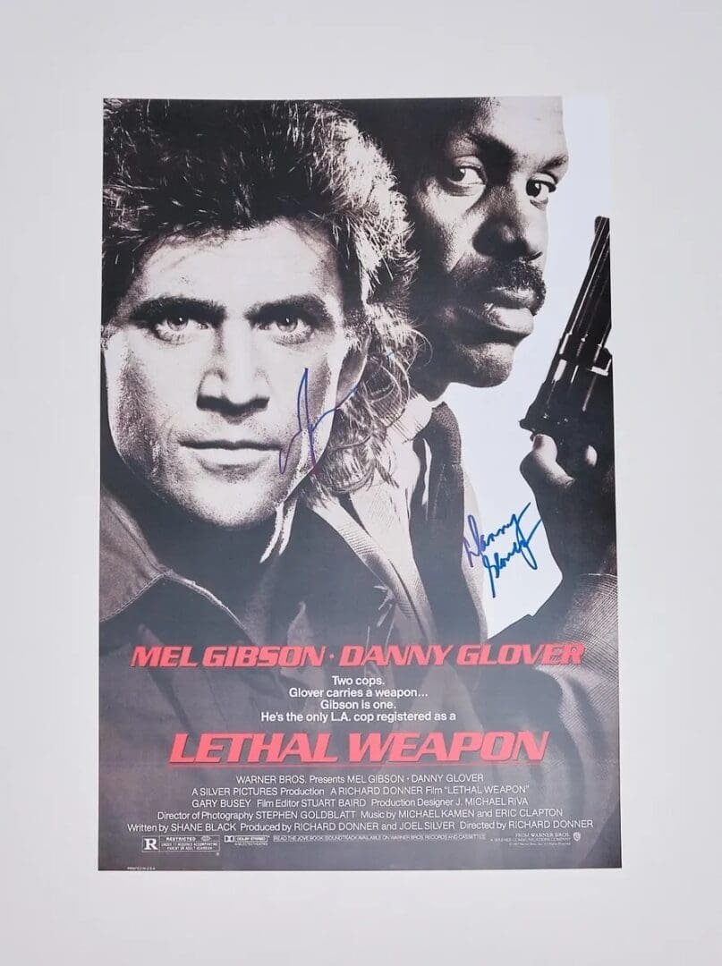 Lethal Weapon movie poster with signatures.