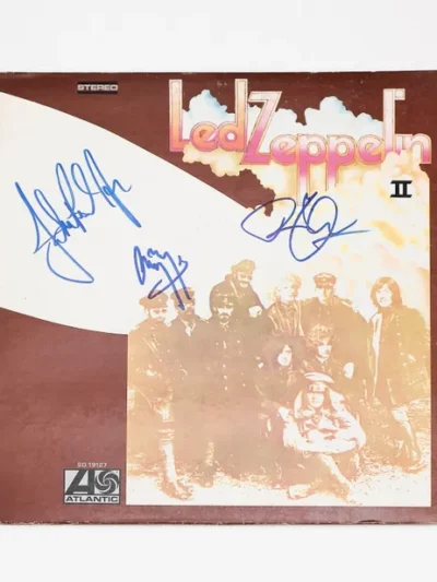 Led Zeppelin II album cover with signatures.