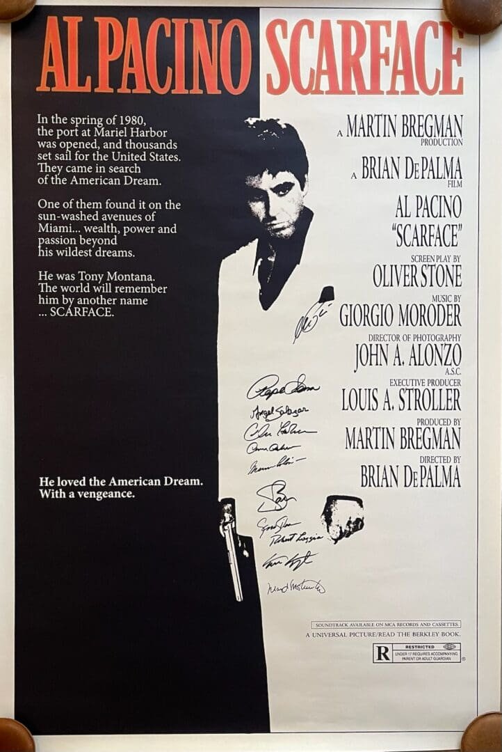 Scarface movie poster with Al Pacino.