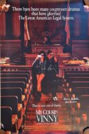 My Cousin Vinny" movie poster with courtroom scene.