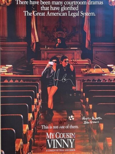 My Cousin Vinny" movie poster with courtroom scene.
