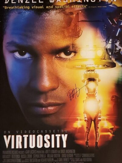 Movie poster close-up intense man with futuristic robot